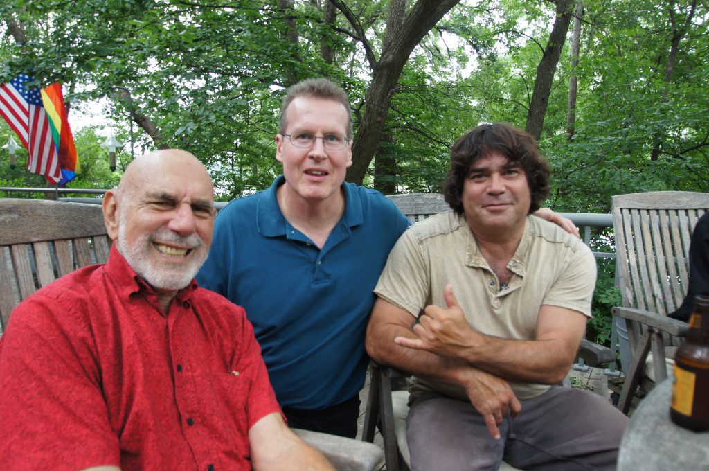Friends enjoying time on a patio